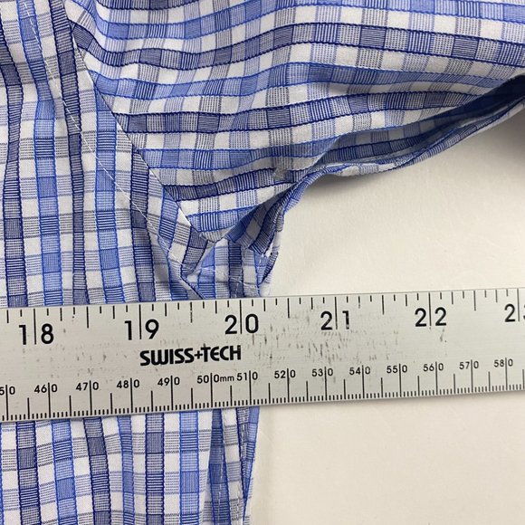 NWOT UNTUCKit Slim Fit Wrinkle Free Shirt Mens Medium Blue Black Gingham Check - Picture 6 of 10